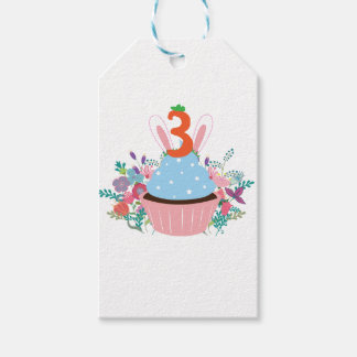 3 jaar oud konijntje cupcake cadeaulabel