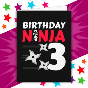 3 Jaar Oud Ninja Party Sterren Kinder 3e Verjaarda Kaart