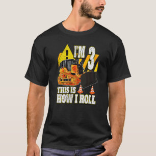 3 jaar oud vogeldagbulldozer t-shirt