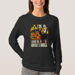 3 jaar oud vogeldagbulldozer t-shirt