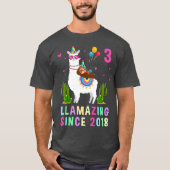 3 jaar oude 3e verjaardag Slothaarden Llama Kinder T-shirt (Voorkant)