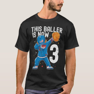 3 jaar oude Baseball Birthday 3rd Baller Player To T-shirt