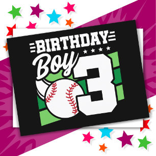 3 Jaar Oude Honkbal Feest Thema 3e Verjaardag Jong Briefkaart