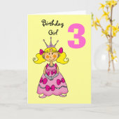 3 jaar oude prinses (blond haar) kaart (Gele Bloem)