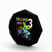 3 jaar oude verjaardag Dinosaur Monster Truck Fami Fotoblokken (Rechts)