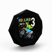 3 jaar oude verjaardag Dinosaur Monster Truck Fami Fotoblokken (Links)