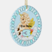 3 jaar oude Verjaardag Eenhoorn aangepaste ornamen Keramisch Ornament (Rechts)