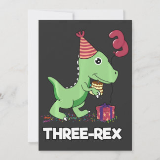 3 Jaar Oude Verjaardag Jongen Dinosaurus Drie Rex  Bedankkaart