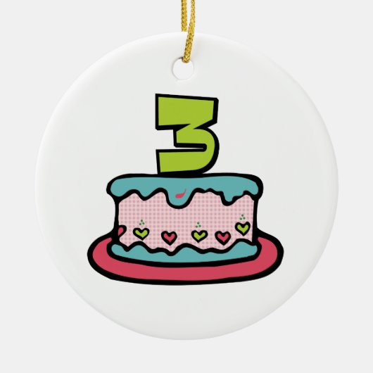 3 jaar oude verjaardagsCake Keramisch Ornament (Voorkant)