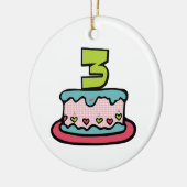 3 jaar oude verjaardagsCake Keramisch Ornament (Links)