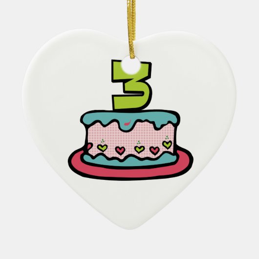 3 jaar oude verjaardagsCake Keramisch Ornament (Voorkant)