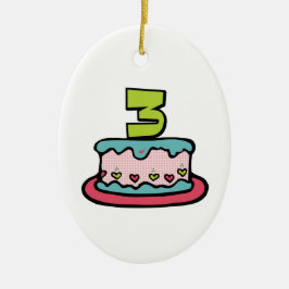 3 jaar oude verjaardagsCake Keramisch Ornament