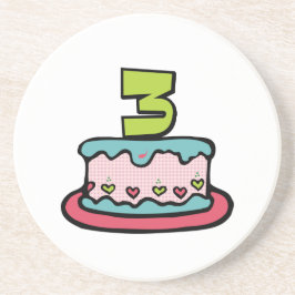 3 jaar oude verjaardagsCake Zandsteen Onderzetter