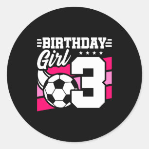 3 Jaar Oude Voetbalfeestje 3e Verjaardag Meisje Ronde Sticker