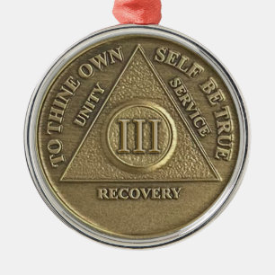3 jaar Sober Jubileum Medallion Metalen Ornament