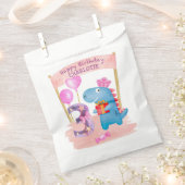 3 jaar zaterdag gepersonaliseerde Cute Girly Dinos Bedankzakje (Geknipt)