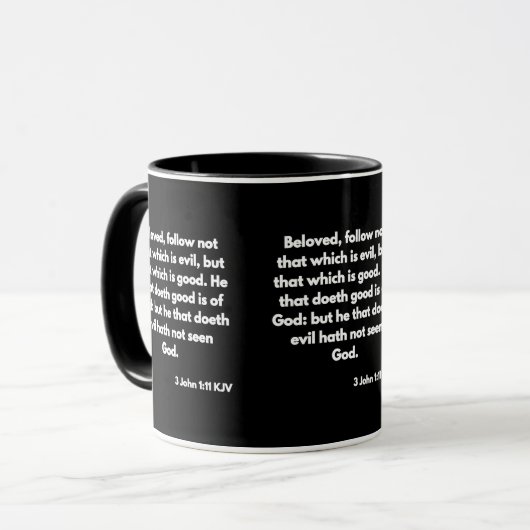 3 John 1:11 KJV Bijbelscripts Two-Tone Mok (Voorkant links)