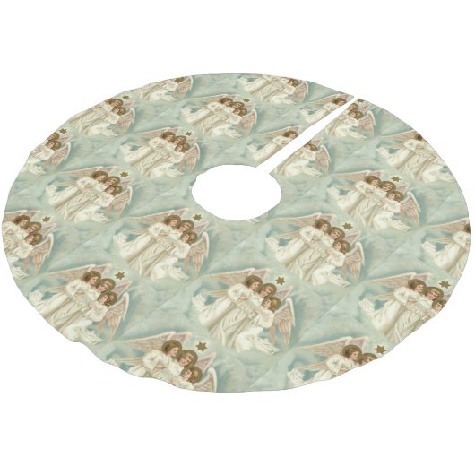 3 kerstanie en Gold Star Holiday Pattern Kerstboom Rok (Gekanteld)