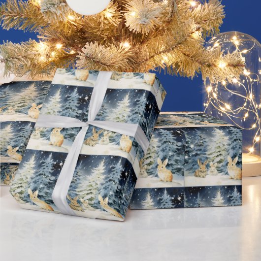 3 kerstkonijntjes cadeaupapier (Feestdagen)