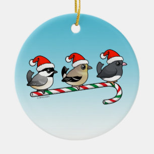 3 kerstzongvogels keramisch ornament