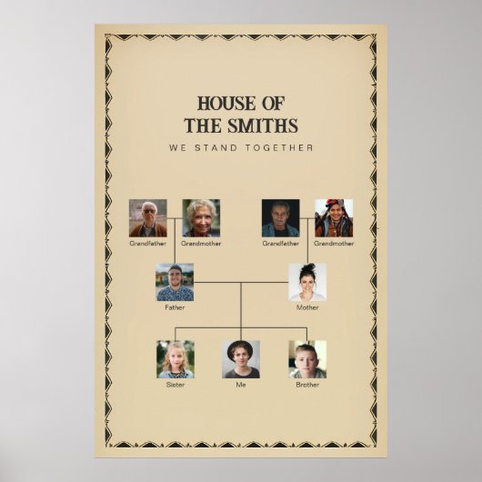 3 Kinderen Custom Family Tree Poster (Voorkant)