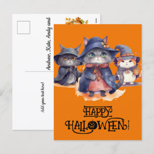 3 kleine kattenheksen - Happy Halloween Feestdagenkaart