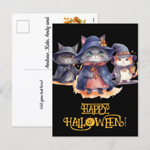 3 kleine kattenheksen - Happy Halloween Feestdagenkaart