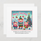 3 kleine kerstvarkens feestdagenkaart (Voorkant / Achterkant)