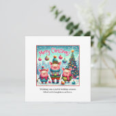 3 kleine kerstvarkens feestdagenkaart (Staand voorkant)