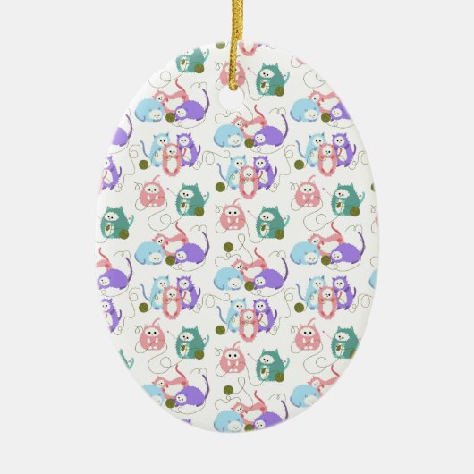 3 Kleine Kittens Knitting! Keramisch Ornament (Voorkant)