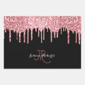 3 Kleur Chic Monogram Girly Glitter Drips Inpakpapier Vel (Voorkant 3)