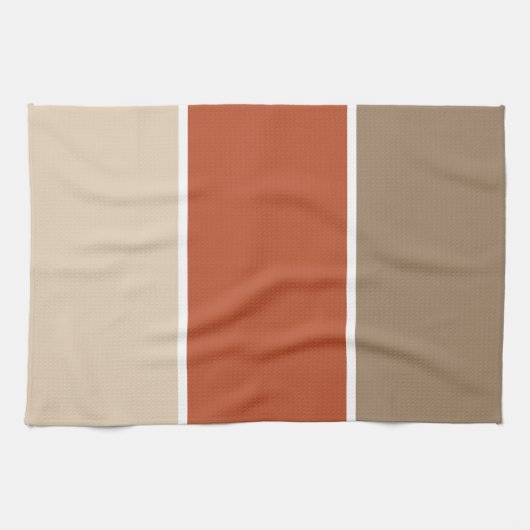 3 Kleurblok Bruin Terracotta Beige Theedoek (Horizontaal)