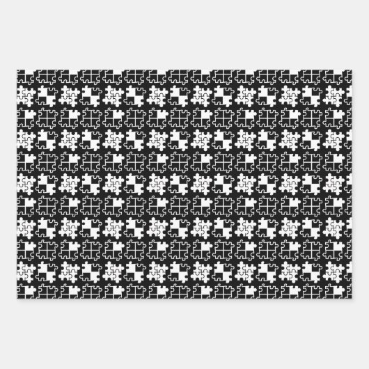 3 kleuren puzzel stukken eenvoudig patroon inpakpapier vel (Voorkant)