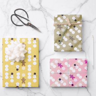3 kleuren snowman en keukenbrood inpakpapier vel