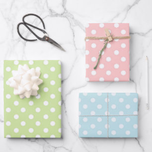 3 Kleuren Stippen - Babyfeestjes, Bruiloftsfeestje Inpakpapier Vel