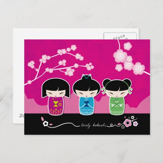 3 Kokeshi-briefkaart Briefkaart (Voorkant / Achterkant)