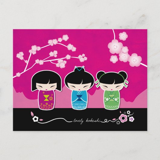 3 Kokeshi-briefkaart Briefkaart (Voorkant)