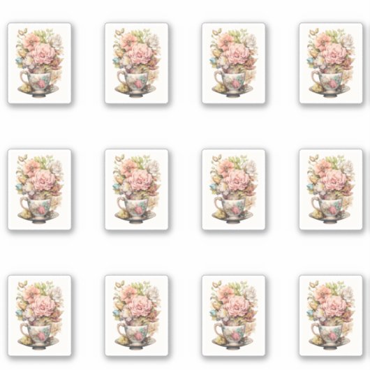 3 kopje bloemen sticker (Voorkant)