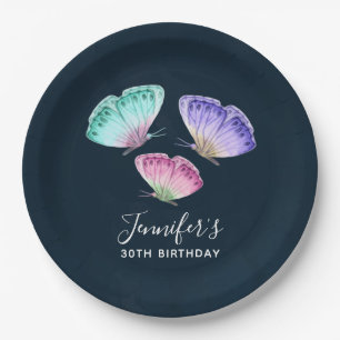 3 Kute Colorful Pastel Waterverf Butterflies Papieren Bordje