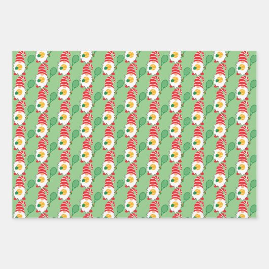 3 🎾 Kute kerstdwergen met tennisbal Inpakpapier Vel (Voorkant 3)