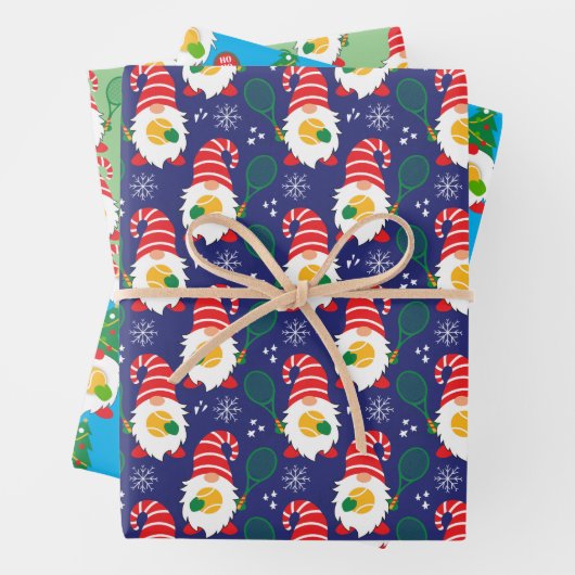 3 🎾 Kute kerstdwergen met tennisbal Inpakpapier Vel (In situ)