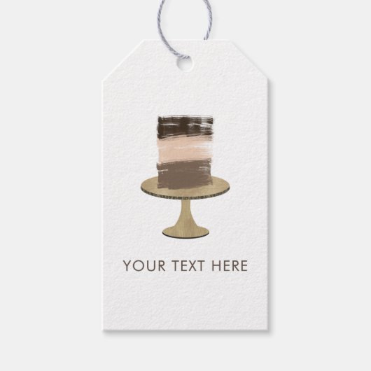 3 Laag Cake Moderne Elegante Rustieke Bruidsdouche Cadeaulabel (Voorkant)