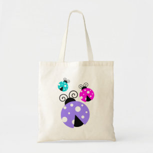 3 Ladybugs in Paarse roze en blauw Tote Bag