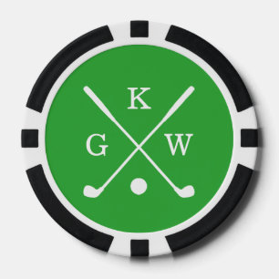 3-letter golfclubs Groen Monogram Poker Chips