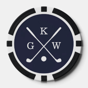 3-letter golfclubs Navy Blue Monogram Poker Chips