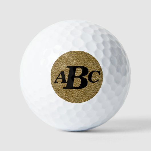 3 Letter Monogram Initiaal beige bruin leder Kijk Golfballen (Voorkant)