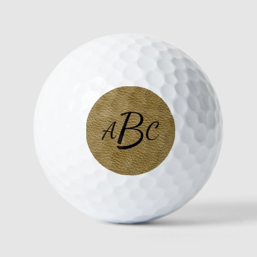3 Letter Monogram Initiaal beige bruin leder Kijk Golfballen (Voorkant)