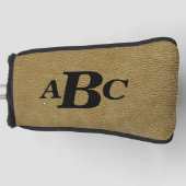 3 Letter Monogram Initiaal beige bruin leder Kijk  Golfheadcover (Voorkant)