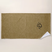 3 Letter Monogram Initiaal beige bruin leder Kijk Strandlaken (Voorkant)