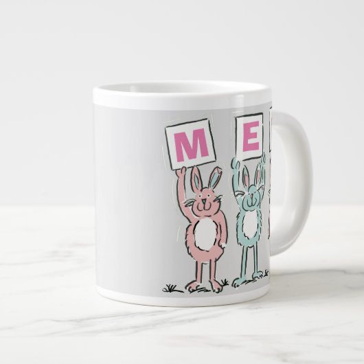 3 Letter-naam Fun Rabbits Design Extra Grote Beker (Voorkant rechts)